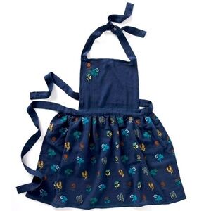 Anthropologie Stacia Embroidered Indigo Apron